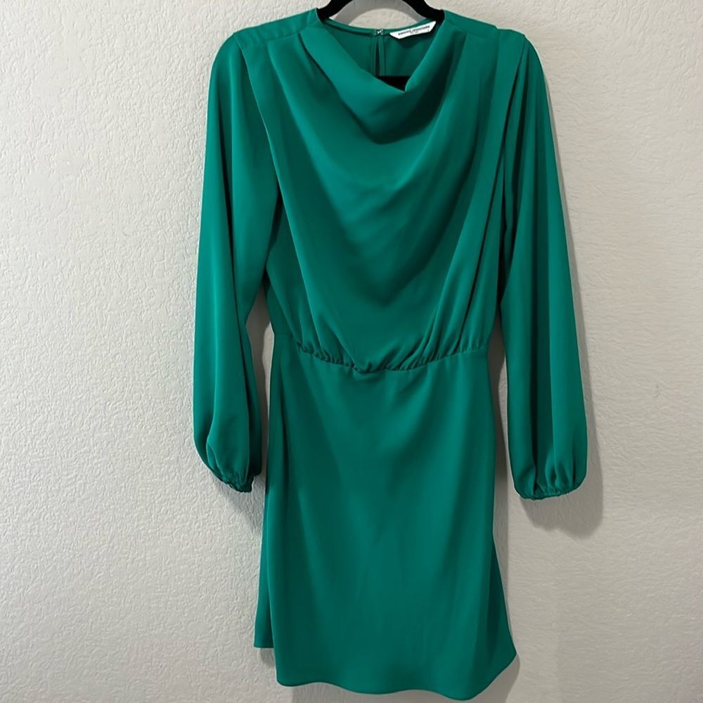 AMANDA UPRICHARD Felicia Long Sleeve Mini Dress, Green Juniper, Size S - Picture 2 of 8